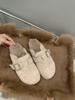 Sapatos peludos de sola grossa, forro de lã, sapatos quentes de algodão, Baotou, meia-saia, calçados baixos, Birkenstock, sapatos femininos de inverno