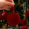 Decoraciones Navideñas Bolas de Navidad Rojas de Terciopelo Flockadas Bolas para Colgar en el Árbol de Navidad Decoración de Atmósfera Festiva Escena de Decoración
