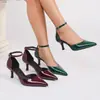 Nuevos Sandalias de Tacón Alto Huecas de Punta Fashionables con Hebilla de Una Línea Estilo Verano 2025 para Mujer
