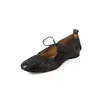 Zapatos Mary Jane de tira de piel de vaca de primera capa para mujer, zapatos de boca baja, nuevos 2025, punta redonda, tacón bajo, zapatos de piel completa por dentro y por fuera para mujer