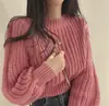 Suéter tejido de punto simple con cuello redondo estilo francés para mujer, nuevo estilo universitario nicho de otoño e invierno, dulce y elegante, suéter exterior holgado