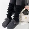 Estilo Popular Novo Outono e Inverno Meias Básicas Caneladas Slouch Lã Tricotada Quentes Meias JK para Panturrilha para Mulheres