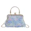 Bolsa de Mão Flor Doce com Clipe Nova Verão 2025 Cor Sólida Bolsa de Festa Bolsa Transversal Portátil para Trabalho para Mulheres