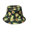 2022 Nuevo Sombrero de Pescador Plegable de Doble Uso con Forma de Cubeta para el Sol con Diseño de Cactus para Mujer