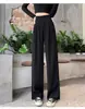 Pantalones de traje negros de pierna ancha para mujer, nuevo estilo primavera/otoño 2026, con una caída fluida, talla grande e increíblemente estilizados, perfectos para figuras con forma de pera