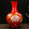 Jarrón pequeño de cerámica Jingdezhen con forma de tesoro amarillo, para sala de estar, mueble de TV, decoración del hogar, adornos.
