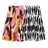 Estilo Europeu e Americano Transfronteiriço Aliexpress Exportação Roupas Femininas Zr Ponto Novo Gola Quadrada Série de Estampas Saia Midi Estampada