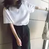 Camiseta Blanca de Manga Corta para Mujer, Estilo Nuevo de Verano, Estilo Coreano, Corte Holgado, Versátil, Color Sólido, Top Sencillo