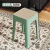 Taburete Cuadrado de Mimbre de Imitación Medieval Apilable Moderno Sencillo para Sala de Estar Taburete de Repuesto para Comedor Taburete de Plástico para Uso Doméstico Fuerte y Duradero