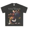 Homenaje Tupac Shaker 2Pac Tupac Camiseta Estampada de Manga Corta Holgada Estilo Urbano Europeo y Americano T2Pac