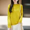 Outono Inverno 2026 Simples Gola Redonda Casual Quente Manga Longa Camada Base Top Suéter de Tricô Feminino Peça Única Sem Costura Top para Usar por Baixo