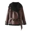 Para el Cruce Transfronterizo Europeo y Americano 2025 Nueva Ropa de Mujer Popular Cuello Cuadrado Encaje de Piel Retro Calle Chaqueta de Imitación de Cuero Chaqueta de Algodón