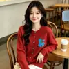 Cárdigan de Punto Casual Simple con Dibujo de Pony en 3D y Cuello Redondo para Mujer, Estilo Primavera y Otoño, Abrigo Suéter Suave y Cómodo con Dibujos de Animales