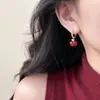 Pendientes Retro Ankora Rojo Goteo Glaseado Fruta de la Paz Otoño e Invierno Nuevos Pendientes de Navidad Moda de Gama Alta Pendientes Versátiles