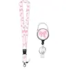 Lanyard retráctil de venta caliente transfronteriza con hebilla de fácil extracción y un hermoso diseño de mariposa, porta credencial de identidad, porta insignia de enfermera, colgante de insignia de trabajo para mujer, en stock