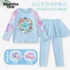 Traje de Banho Infantil Zootopia Judy Nick Conjunto de Duas Peças para Meninas Manga Longa Calça Longa Proteção Solar Secagem Rápida
