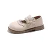 Zapatos de Cuero para Niñas Zapatos de Princesa 2026 Otoño Nuevo Estilo Moño Suela Suave Zapatos Casuales Versátiles Estudiante Británica Zapatos de Una Sola Pieza
