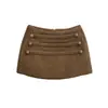 Falda Corta de Estilo Nuevo para Otoño e Invierno para Mujer, de Cintura Baja, que se Ajusta a la Cadera, Anti-Exposición, con un Elegante Diseño de Doble Botonadura, Estilo Hot Girl, y Elegante Falda Larga de Lana