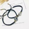 Pulsera de Pareja Tejida con Cristal de Cabello Negro de Plata S925 Regalo de Cumpleaños Pulsera de Estudiante Toiker Amante Hombres y Mujeres
