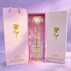 Regalo del Día de la Madre ramo de rosas en una caja de regalo con ventana, Regalo del Día del Maestro, Regalo creativo de rosa con papel de oro para el Día de San Valentín
