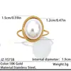 Anillo de Acero Inoxidable con Perla Artificial Cruzada Lujo de Alta Gama Toque 18K Oro Nicho Apilable Acero de Titanio Joyería No se Desvanece