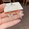 Pinzas para Orejas de Mariposa de Lujo Ligero Estilo Francés Versátiles de Gama Alta con Microincrustaciones de Zirconia para Mujer, Pendientes Personalizados Exquisitos de Moda Super Brillantes al por Mayor