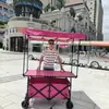 Carrito de puesto con tablero de mesa grande, elevable, plegable, carrito móvil para puesto exterior de snacks, carrito para autocaravana