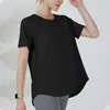 Ropa de Yoga Deportiva de Manga Corta para Mujer Primavera y Verano Holgada Fitness Running Secado Rápido Camiseta de Manga Corta Traje Transpirable de Pilates