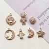 Colgante de Estrella de Cinco Puntas, Luna, Astronauta, Chapado en Cobre, Oro Real, Micro Zirconio, Joyería DIY Hecha a Mano, Aretes, Collar, Pulsera
