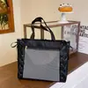 Bolsa de Ombro Transparente Feminina 2025 Bolsa Tote de Grande Capacidade Bolsa de Mão com Laço para o Trabalho Bolsa Casual Casual Feminina