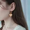 Pendientes de Latón con Baño de Oro Real, Moda Transfronteriza Europea y Americana, Lujo Accesible Exquisito, Corazón Lleno de Circonitas