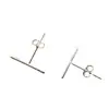 Pendientes de Plata de Ley 925 con Forma de T Largos Simples Versátiles Pendientes Individuales Moda Personalidad Minimalistas Barras para Orejas con Forma de T Modernos