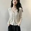 Cardigan de punto suave para mujer de talla grande, nuevo estilo simple y puro, hombro derecho