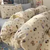 Juego de Ropa de Cama Bordada de Gasa Choux de Dibujos Animados Clase A de Cuatro Piezas Grado Madre-Bebé Funda de Edredón Ultra Suave Sábana Juego de Tres Piezas para Dormitorio