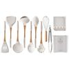 Cabo de madeira maciça utensílios de cozinha de silicone conjunto de 11 peças terno ferramentas de cozinha espátula concha de sopa conjunto de 11 peças