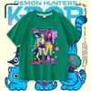 Kpop cazadores de demonios grupo de chicas cazadoras de demonios cuello redondo manga corta verano holgado camiseta grande y mediana niños top casual