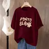 Top retro adelgazante de algodón puro de talla grande para mujer, holgado y versátil, camiseta de manga corta con hombros caídos, media manga adelgazante de talla grande ins