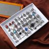 100 Piezas-50 Anillos Mixtos Personalizados Estilo Retro Plata Antigua Industria Pesada En Caja Moda Anillo Anillo de Moda