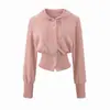 Conjunto Esportivo Feminino Relaxado e Casual, Novo Estilo Tendência com Top Cardigã com Capuz e Corrente de Strass Acinturado e Calça Casual Levemente Flare