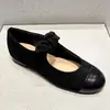 Versão em Pele de Ovelha~Sapatilhas Planas Redondas Estilo Chanel com Detalhe de Laço, Novos Sapatos Mary Jane Rasos Femininos 2026