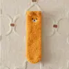 Calcetines de dormir gruesos y lindos de vellón de coral sin pelo de oso de dibujos animados tridimensionales para otoño e invierno, calcetines de luna, calcetines cálidos para el suelo para mujer