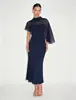 Vestido-xale estilo capa de luxo leve, item em estoque, best-seller transfronteiriço para mulheres, novo estilo primavera 2026, chiffon, corte slim, comprimento médio
