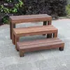 Suporte de Flores de Madeira Maciça Carbonizada para Varanda Externa, Pátio, Jardim, Suporte para Plantas Suculentas, Suporte de Degraus de Madeira Multi-Camadas, Suporte de Flores com Apoio para Pés