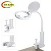 Superficie de Espejo Grande de 108 mm, Recargable, Ocho Luces LED, Lámpara de Escritorio Estilo Reparación e Inspección con Lupa de 6X, Base/Clip Intercambiable