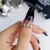 Anillo de Diamante de Alto Carbono Diseño de Nicho Simple Retro Francés Sentido de Alta Calidad Anillo de Cola Apilable con Diamantes Laterales Irregulares para Mujer