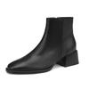 Botas Chelsea Femininas de Salto Médio Outono/Inverno 2023 Novas Botas Martin de Salto Grosso Forradas de Lã Botas Curtas Hinney