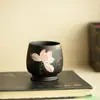 Cerámica negra pintada a mano con loto y detalles dorados, taza de té de maestro, taza de huevo de dragón, taza de degustación de té de gran capacidad, taza de cerámica para uso doméstico, té Kung Fu