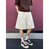 Shorts de seda gelada com dopamina para homens, calças finas de verão de secagem rápida, soltas, compridas até o joelho, shorts esportivos casuais respiráveis com cordão