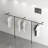 Estante de Exhibición para Tienda de Ropa Simple Estante de Exhibición para Ropa de Mujer Estilo Crema Perchero de Pared de un Solo Poste Estante Negro Mate