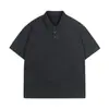 Camisa Polo Vintage Lavada de Manga Corta Pesada de Fábrica Original, Camiseta Oversize Estilo Retro de Algodón Puro para Hombre